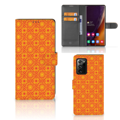 Samsung Galaxy Note20 Ultra Telefoon Hoesje Batik Oranje Samsung Galaxy Note20 Ultra Telefoon Hoesje Batik Oranje