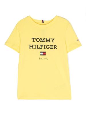 Tommy Hilfiger Junior T-shirt met logoprint - Geel