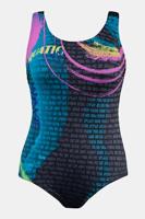 Ulla Popken Badpak, sportief design, racerback - Grote Maten