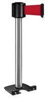 Buitenpaal verchroomd zware basis met wielen - riem 10 m/100 mm rood