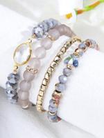 4 stuks Vrije tijd Blauw Kristal meerlaags Armband Set