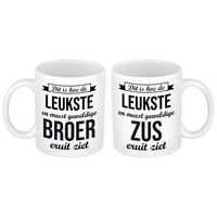 Leukste en meest geweldige broer en zus mok - Cadeau beker set voor Broer en Zus - thumbnail