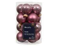 Kaemingk Kerstballen, glas, 3,5 cm, 16 stuks, mat en glanzend, kleine kerstballen, kerstboomversiering en kerstboomversiering, vintage roze