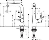 Hansgrohe Talis S wastafelkraan 210 draaibaar met waste Chroom - thumbnail