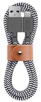 Native Union Riem Kabel USB-C naar USB-A - 1,2 m Ultra-sterke hoge snelheid oplaadkabel met lederen riem compatibel met iPhone 15, Samsung Galaxy Z Fold 5, Flip 5 / S23 Ultra, iPad Pro (Zebra)