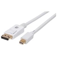 Manhattan 324748-CG DisplayPort-kabel Mini-displayport / DisplayPort Adapterkabel Mini DisplayPort-stekker, DisplayPort-stekker 2.00 m Wit - thumbnail