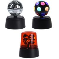 Disco lampen/lichtjes set 3x stuks - 360 graden leds - draaiend - kleureffecten - kunststof - party   -