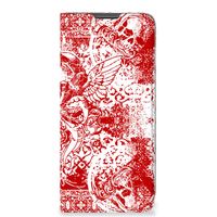 Mobiel BookCase Motorola Moto G22 Angel Skull Rood