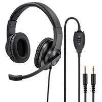 Hama Pc-headset, over-ear hoofdtelefoon met microfoon (headset met volumeregelaar en verstelbare microfoonarm, voor videoconferenties, thuiskantoor, callcenter, e-learning, 2 jack-plug 3,5 mm), zwart