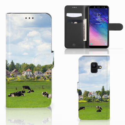 Samsung Galaxy A6 2018 Telefoonhoesje met Pasjes Koeien Samsung Galaxy A6 2018 Telefoonhoesje met Pasjes Koeien