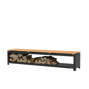 FORNO Houtopslag Bank Zwart (2000 x 400 x 430)