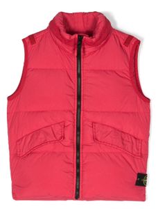 Stone Island Junior gilet matelassé à patch logo - Rouge