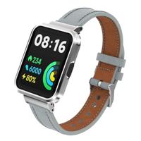 By Qubix - Leren band met case - Grijs - Xiaomi Redmi Watch 2 (Lite)