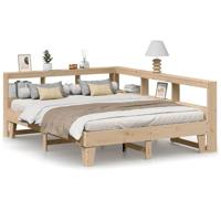 vidaXL Bed met boekenkast zonder matras massief grenenhout 160x200 cm, bed, slaapkamermeubels, massief houten bed, tweepersoonsbed, houten bed