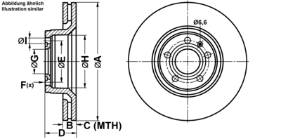 Remmenset, remschijf ATE, Remschijftype: Geventileerd: , Inbouwplaats: Vooras, u.a. fÃ¼r Audi