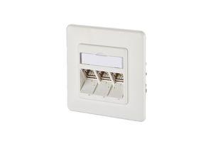 Metz Connect 130B12D31002-E Netwerkdoos Inbouw (in muur) Inzet met centraalstuk en frame CAT 6A 3 poorten Zuiver wit