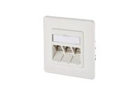 Metz Connect 130B12D31002-E Netwerkdoos Inbouw (in muur) Inzet met centraalstuk en frame CAT 6A 3 poorten Zuiver wit