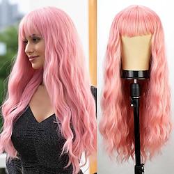 synthetische pruik middendeel pruik lang kastanjebruin rood groen roze blond synthetisch haar halloween cosplay party pruiken Lightinthebox