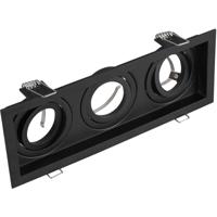 Spot Armatuur GU10 - Trion Kenan - GU10 Inbouwspot - Rechthoek - 3-lichts - Zwart - Aluminium - Verdiept - Kantelbaar - Ø90
