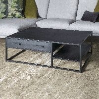 Livingfurn Salontafel Kala Mangohout en staal, 120 x 70cm - zwart - thumbnail