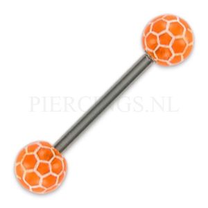 Tongpiercing acryl voetbal oranje