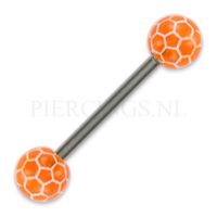 Tongpiercing acryl voetbal oranje - thumbnail