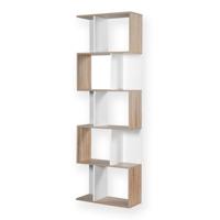 Casâme Boekenkast met meerdere vakken, trendy stijl, hout en wit, veel vakken, meubels voor woonkamer, slaapkamer, entree, L 60 x D 24 x H 180 cm