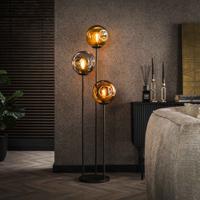 LifestyleFurn Vloerlamp Shahid Glas, 3-lamps - Artic zwart