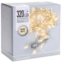 Kerstverlichting transparant snoer met 320 warm witte lampjes 24 meter buiten