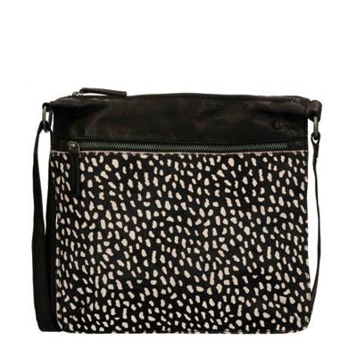 Manfield leren schoudertas zwart/wit