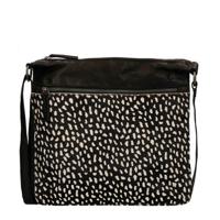 Manfield leren schoudertas zwart/wit