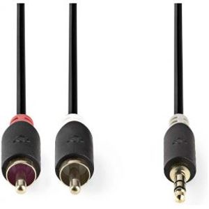 Stereo audiokabel | 3,5 mm male - 2x RCA male | 0,5 m | Antraciet