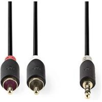 Stereo audiokabel | 3,5 mm male - 2x RCA male | 0,5 m | Antraciet - thumbnail