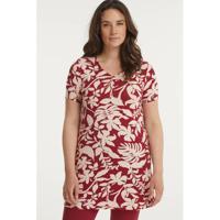 Yest tuniek Inarah met all over print rood/lichtroze