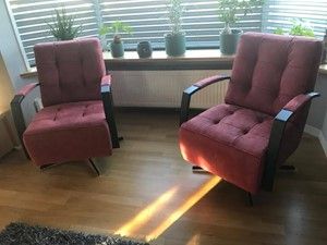 Set van 2 leren draaifauteuils met stalen frame en stervoet - rood leer - Echt leer, Industrieel, ontdek de vele Leersoorten en Kleuren bij ShopX