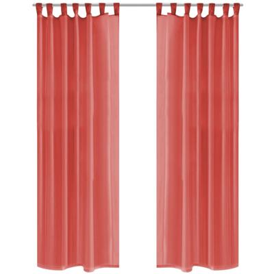 vidaXL Gordijnen voile 140x175 cm rood 2 st