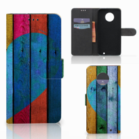 Motorola Moto G6 Plus Book Style Case Wood Heart - Cadeau voor je Vriend