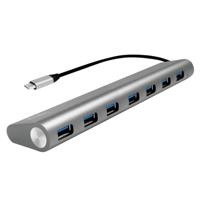 LogiLink UA0310 USB-C (USB 3.2 Gen 2) multiport hub 7 poorten Grijs