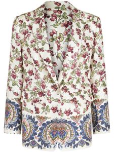 ETRO blazer en soie à fleurs - Blanc