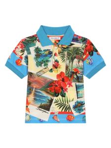 Dolce & Gabbana Kids polo en coton à imprimé graphique - Bleu