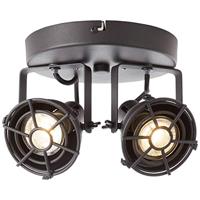 BRILLIANT lamp Jesper LED spot rondel 2-lichts zwart korund | 2x LED-PAR51, GU10, 5W LED reflectorlampen inbegrepen, (380lm, 3000K) | Schaal A ++ tot E | Hoofden draaien