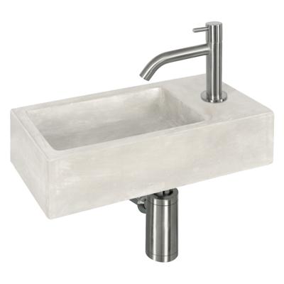 WC Fontein Ravo Gebogen Kraan | Fonteinset Beton met Chroom | Betonnen Wastafel WC Fontein Ravo Gebogen Kraan | Fonteinset Beton met Chroom | Betonnen Wastafel