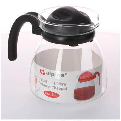 Theepot Met Zwarte Deksel En Handvat 1,25 Liter - Glazen Thee/koffie Potten - 1250 Ml Theepot Theepot Met Zwarte Deksel En Handvat 1,25 Liter - Glazen Thee/koffie Potten - 1250 Ml Theepot