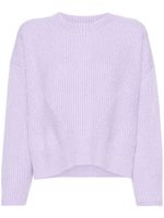 Allude pull en maille nervurée à col rond - Violet - thumbnail