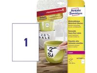 Avery-Zweckform L4775REV-8 Folie-etiketten 210 x 297 mm Polyester folie Wit 8 stuk(s) Weer verwijderbaar Laser (kleur), Laser (zwart/wit), Kopiëren (kleur),