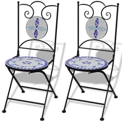 vidaXL Bistrostoelen inklapbaar 2 st keramiek blauw en wit