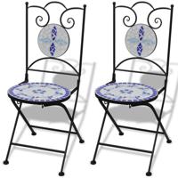 vidaXL Bistrostoelen inklapbaar 2 st keramiek blauw en wit