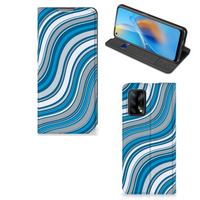 OPPO A74 4G Hoesje met Magneet Waves Blue - thumbnail