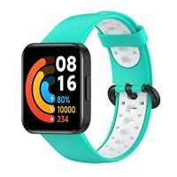 By Qubix - Tweekleurige sportband - Mintgroen met wit - Compatible met Xiaomi Redmi Watch 2 (Lite) - Compatible Xiaomi bandje
