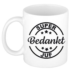 Super bedankt juf cadeau mok/beker wit 300 ml